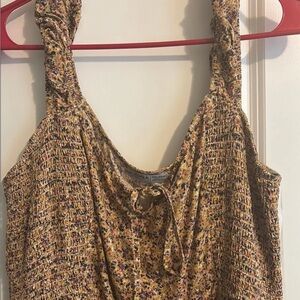 A New Day Brown Tan Ruched Tie Front Dress